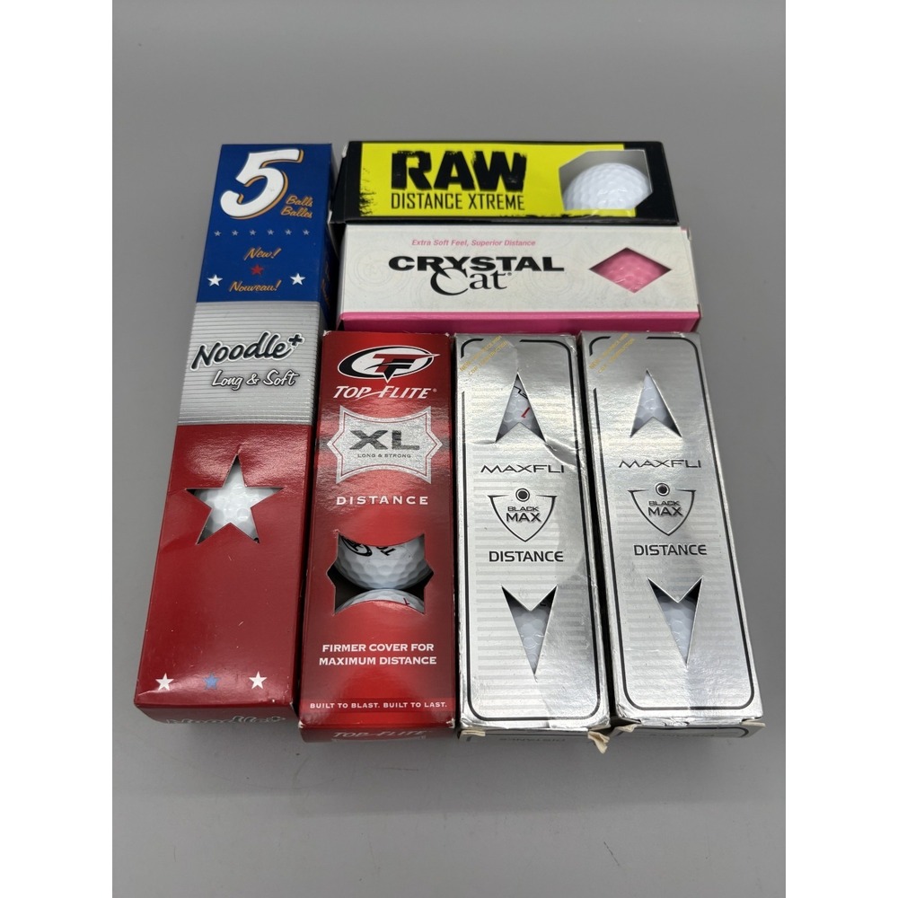 White Golf Balls Lot of 6 Sleeves 20 ct. RAW Distance Xtreme, Noodle, Top Flite